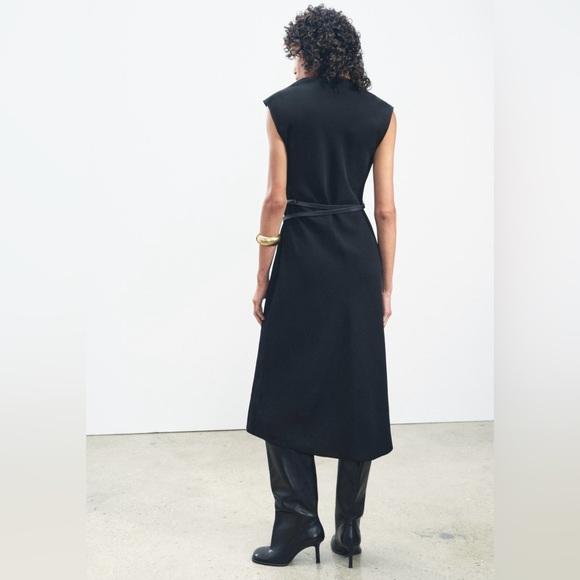 ZARA ZW COLLECTION BELTED MIDI DRESS NWT - Picture 4 of 9